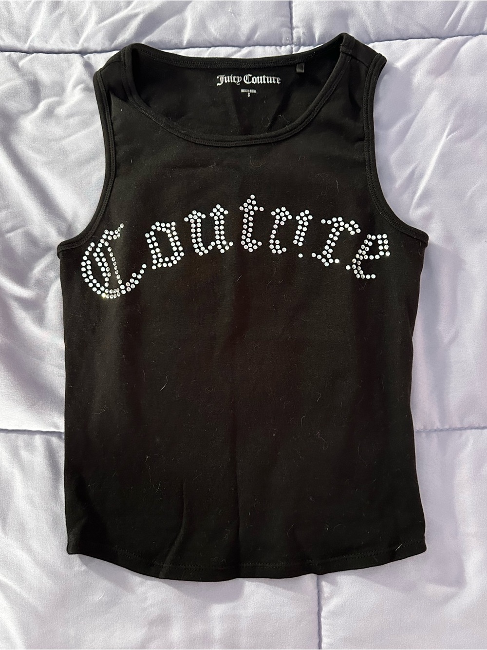 Juicy Couture Black Rhinestone 'Couture' Crop Tank